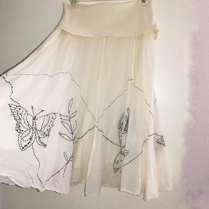 Embroidered Cotton Midi Skirt